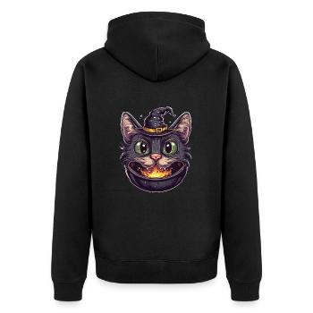Chat Chaudron Chat Sorcière Halloween - Veste à capuche bio Premium Unisexe - noir - Dos - Nico (187cm)