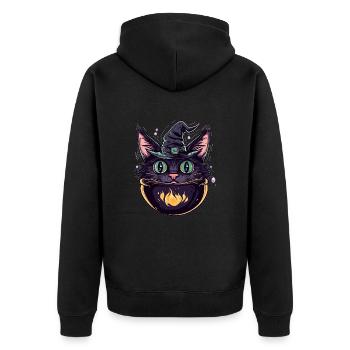 Chat Chaudron Chat Sorcière Halloween - Veste à capuche bio Premium Unisexe - noir - Dos - Nico (187cm)