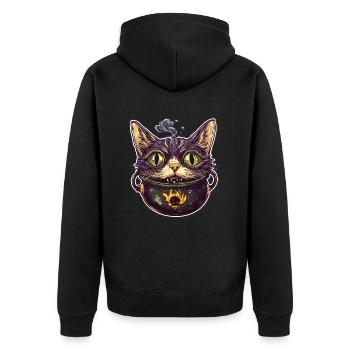 Chat Chaudron Chat Sorcière Halloween - Veste à capuche bio Premium Unisexe - noir - Dos - Nico (187cm)
