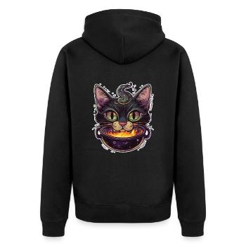 Chat Chaudron Chat Sorcière Halloween - Veste à capuche bio Premium Unisexe - noir - Dos - Nico (187cm)