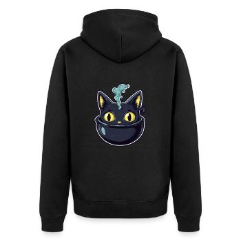 Chat Chaudron Chat Sorcière Halloween - Veste à capuche bio Premium Unisexe - noir - Dos - Nico (187cm)