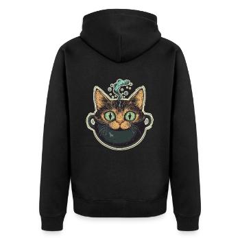 Chat Chaudron Chat Sorcière Halloween - Veste à capuche bio Premium Unisexe - noir - Dos - Nico (187cm)
