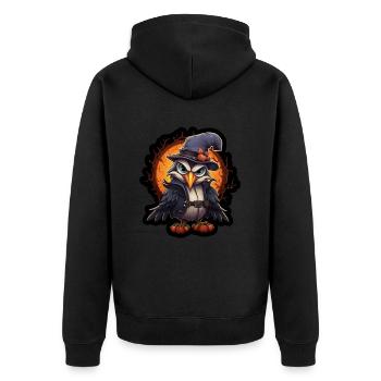 Tukan Halloween - Unisex Premium Bio Zip Hoodie - Schwarz - Hinten - Nico (187cm)