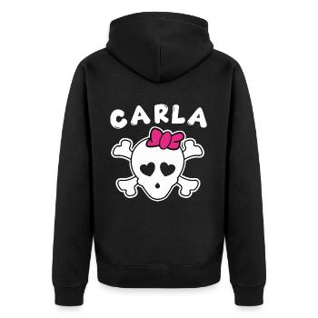 Pirate Carla Design for Girls and Women - Unisex Premium Organic Zip Hoodie - black - Back - Nico (187cm)