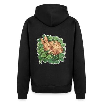 Lapin endormi en trèfle motif de Pâques - Veste à capuche bio Premium Unisexe - noir - Dos - Nico (187cm)