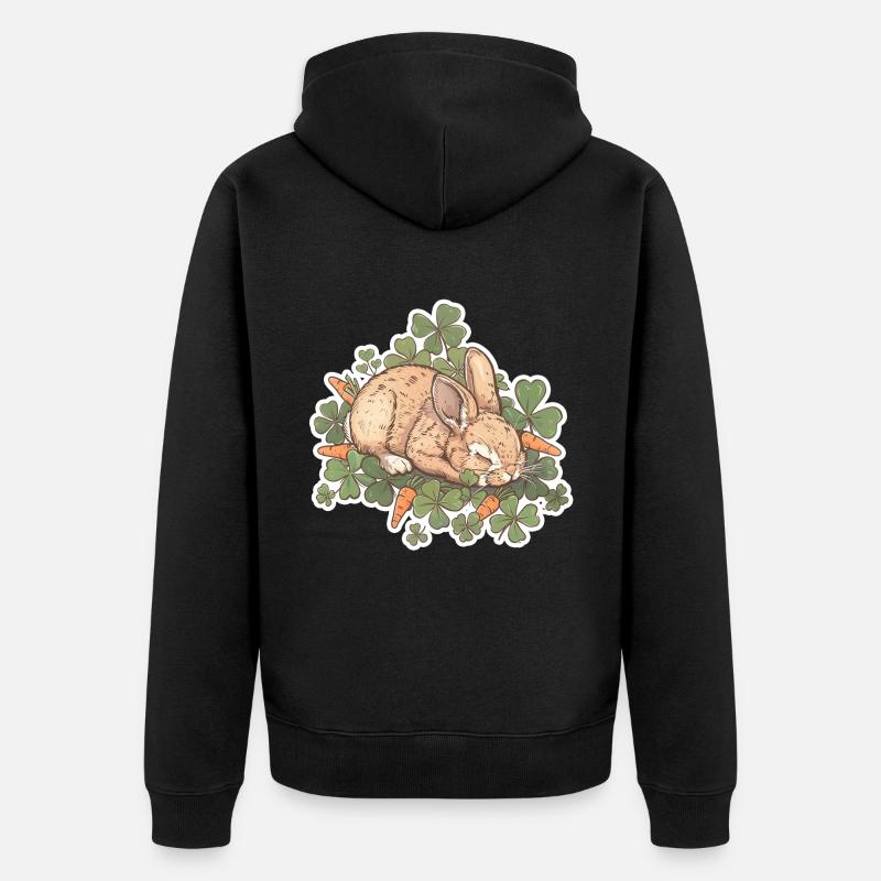 Lapin endormi Pâques - Veste à capuche bio Premium Unisexe - noir