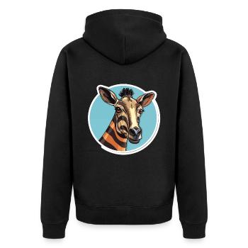 Tête D’okapi Motif Animalier Rare - Veste à capuche bio Premium Unisexe - noir - Dos - Nico (187cm)