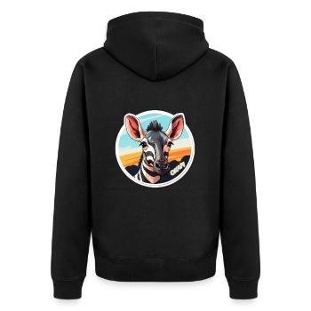 Tête D’okapi Motif Animalier Rare - Veste à capuche bio Premium Unisexe - noir - Dos - Nico (187cm)