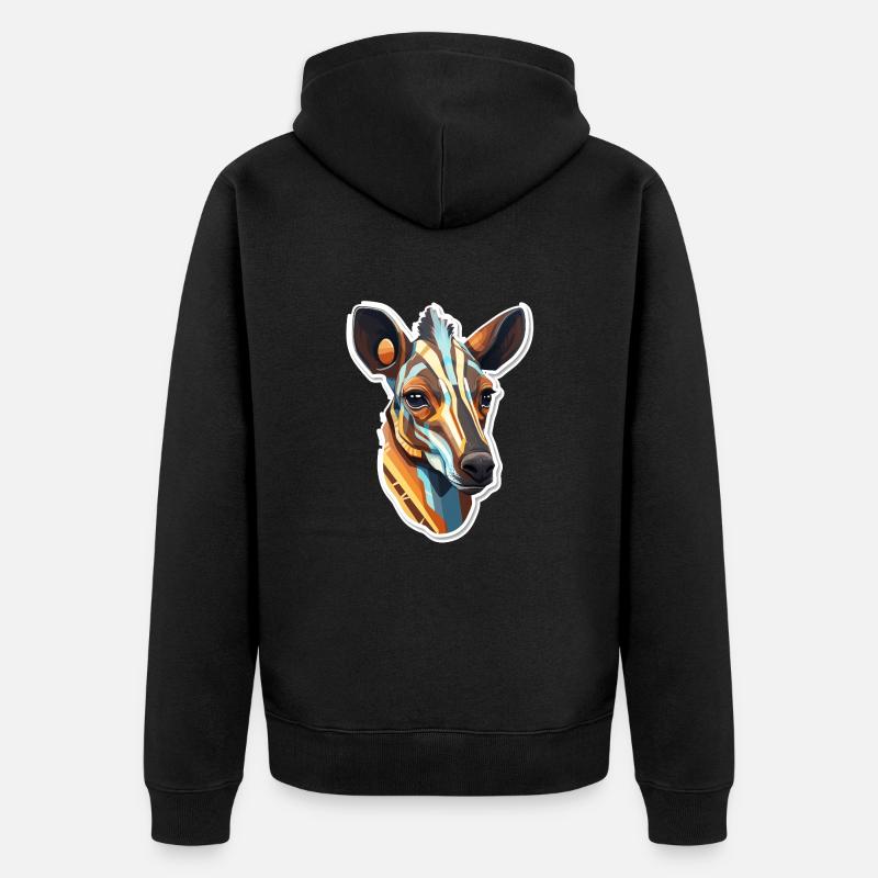 Tête D’okapi Motif Animalier Rare - Veste à capuche bio Premium Unisexe - noir