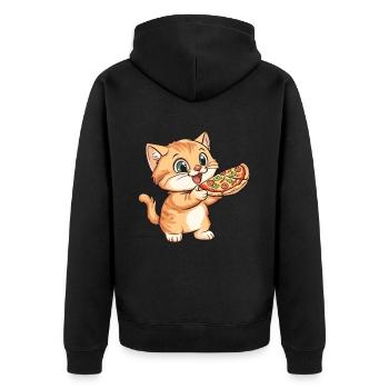 Chat J’Aime Les Chats Et La Pizza Drôle Drôle Humour - Veste à capuche bio Premium Unisexe - noir - Dos - Nico (187cm)