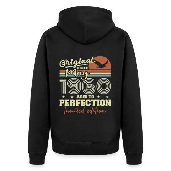 May 1960 | Cadeau Anniversaire Mai 1960 mai 1960 - Veste à capuche bio Premium Unisexe - noir - Dos - Nico (187cm)