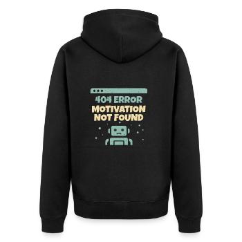 Motivation Not Found - Unisex Premium Bio Zip Hoodie - Schwarz - Hinten - Nico (187cm)