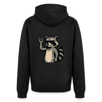 Cooler Waschbär mit Sonnenbrille. - Unisex Premium Bio Zip Hoodie - Schwarz - Hinten - Nico (187cm)