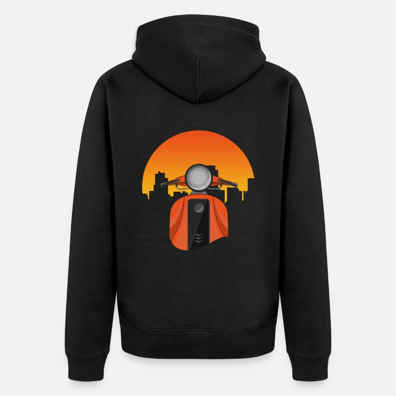 Moped mit Häuser - Unisex Premium Bio Zip Hoodie - Schwarz