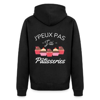 J' peux pas j'ai pâtisserie humour cadeau - Veste à capuche bio Premium Unisexe - noir - Dos - Nico (187cm)