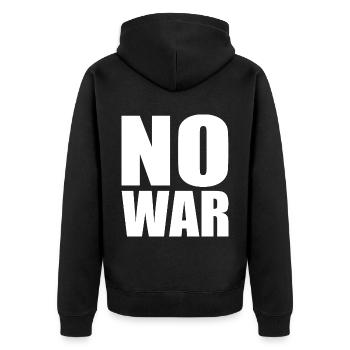 No war - Unisex Premium Organic Zip Hoodie - black - Back - Nico (187cm)