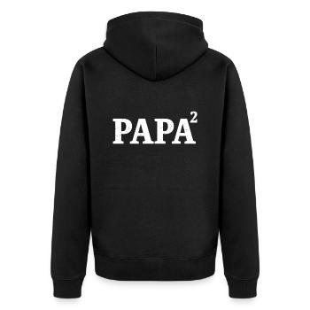 Vater Sohn und Tochter, Vater und Tochter - Vater und Sohn - Unisex Premium Bio Zip Hoodie - Schwarz - Hinten - Nico (187cm)