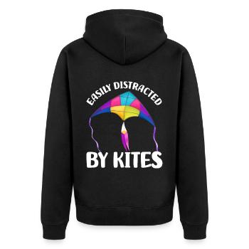 Drachensteigen Geschenke | Drachenfliegen Lassen - Unisex Premium Bio Zip Hoodie - Schwarz - Hinten - Nico (187cm)