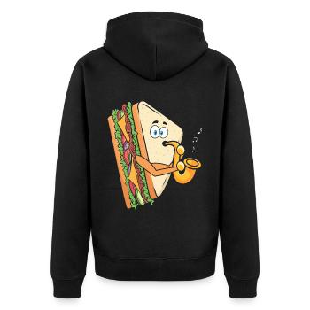 Saxophonist Saxophones Cheese Music Musician - Unisex Premium Organic Zip Hoodie - black - Back - Nico (187cm)