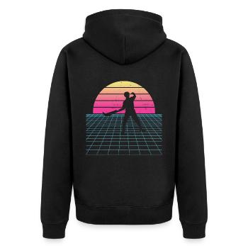 Pelota Basque Pelota Pelota vasca Damen Herren - Unisex Premium Bio Zip Hoodie - Schwarz - Hinten - Nico (187cm)