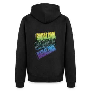 Badalona Espagne City Font Skyline Vacances - Veste à capuche bio Premium Unisexe - noir - Dos - Nico (187cm)
