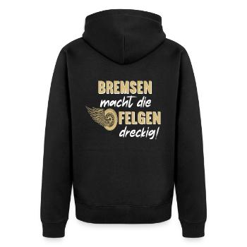 Bremsen macht die Felgen Dreckig Motorrad Biker - Unisex Premium Bio Zip Hoodie - Schwarz - Hinten - Nico (187cm)