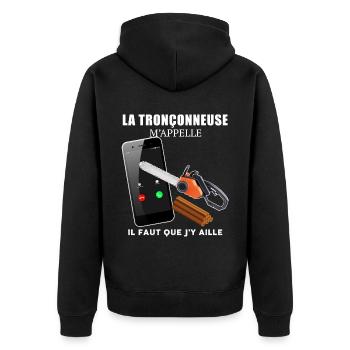 La Tronçonneuse Humour Homme bois Forêt - Veste à capuche bio Premium Unisexe - noir - Dos - Nico (187cm)