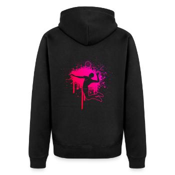Volley-ball de plage masculin Joueur de volley-ball féminin - Veste à capuche bio Premium Unisexe - noir - Dos - Nico (187cm)