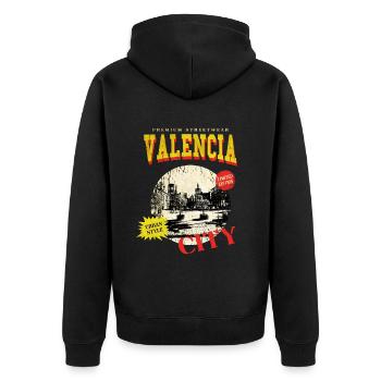 Valencia Spanien Stadt Skyline Vintage Retro - Unisex Premium Bio Zip Hoodie - Schwarz - Hinten - Nico (187cm)