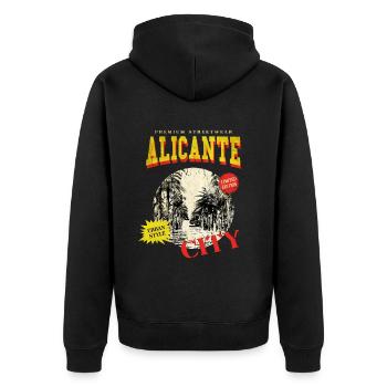 Alicante Espagne Ville Skyline Vintage Rétro - Veste à capuche bio Premium Unisexe - noir - Dos - Nico (187cm)