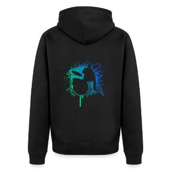 Schlagzeugspieler Schlagzeuger Schlagzeug - Unisex Premium Bio Zip Hoodie - Schwarz - Hinten - Nico (187cm)