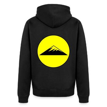 Berge Symbol Kreis - Unisex Premium Bio Zip Hoodie - Schwarz - Hinten - Nico (187cm)