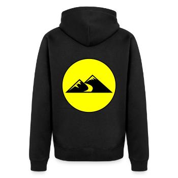 Mountains Icon Circle - Unisex Premium Organic Zip Hoodie - black - Back - Nico (187cm)
