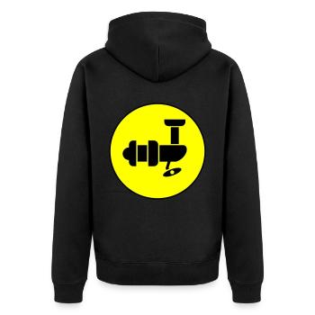 Fishing Reel Symbol Circle - Unisex Premium Organic Zip Hoodie - black - Back - Nico (187cm)