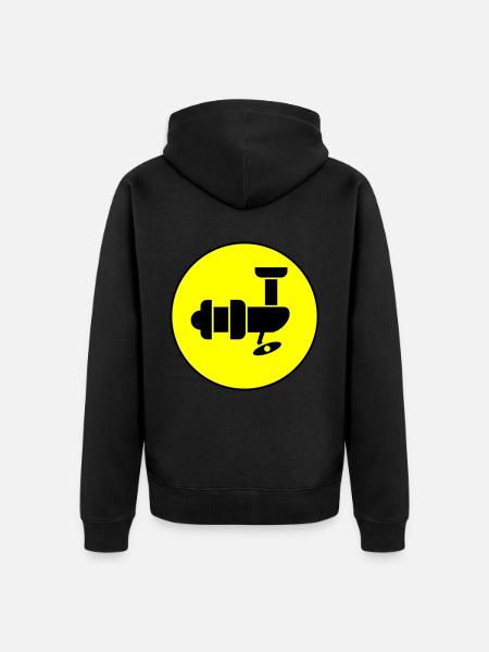 Fishing Reel Symbol Circle - Unisex Premium Organic Zip Hoodie - black