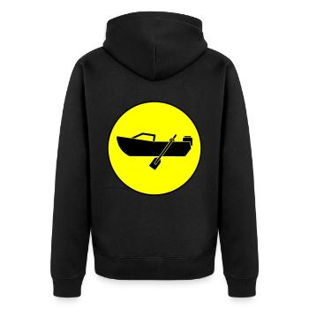 boot icon circle - Unisex Premium Organic Zip Hoodie - black - Back - Nico (187cm)
