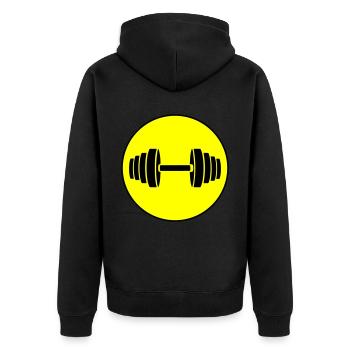 Hantel gewichte Kreis - Unisex Premium Bio Zip Hoodie - Schwarz - Hinten - Nico (187cm)