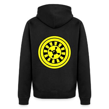Roulette Icon Kreis - Unisex Premium Bio Zip Hoodie - Schwarz - Hinten - Nico (187cm)