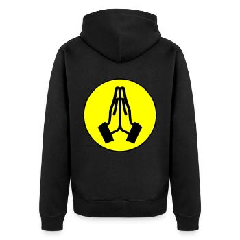 Pray Hands Circle - Unisex Premium Organic Zip Hoodie - black - Back - Nico (187cm)