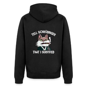 Dites à Schrödinger que j’ai survécu au chat de Schrödinger - Veste à capuche bio Premium Unisexe - noir - Dos - Nico (187cm)