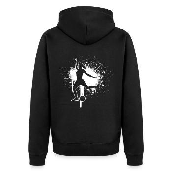 Fussballspielen Fussballer Damen Fussballspieler - Unisex Premium Bio Zip Hoodie - Schwarz - Hinten - Nico (187cm)