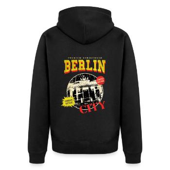 Berlin Germany City Skyline Vintage Retro - Unisex Premium Organic Zip Hoodie - black - Back - Nico (187cm)