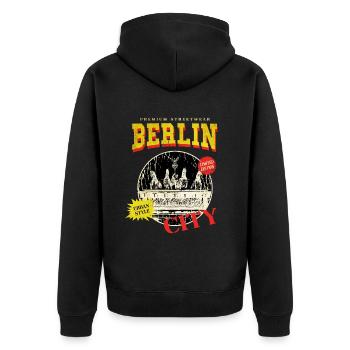 Berlin Germany City Skyline Vintage Retro - Unisex Premium Organic Zip Hoodie - black - Back - Nico (187cm)