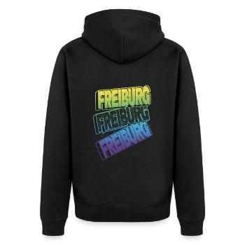 Freiburg Germany City Font Skyline Home - Unisex Premium Organic Zip Hoodie - black - Back - Nico (187cm)