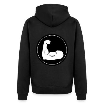 Muscles dumbbell icon - Unisex Premium Organic Zip Hoodie - black - Back - Nico (187cm)
