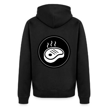 Cercle d’icônes de steak - Veste à capuche bio Premium Unisexe - noir - Dos - Nico (187cm)
