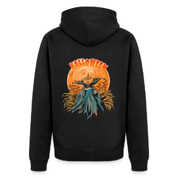 Halloween Pumpkin Horror - Unisex Premium Organic Zip Hoodie - black - Back - Nico (187cm)