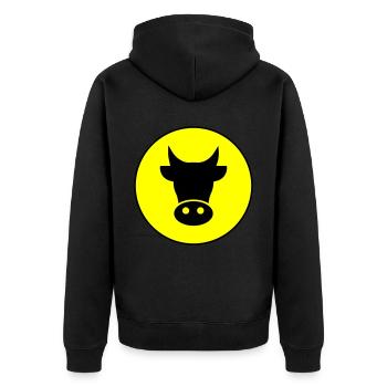 Kuh Kopf - Unisex Premium Bio Zip Hoodie - Schwarz - Hinten - Nico (187cm)