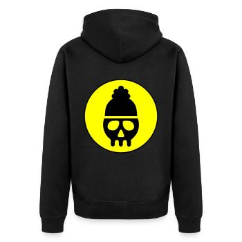 Skull kopf icon - Unisex Premium Bio Zip Hoodie - Schwarz - Hinten - Nico (187cm)
