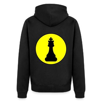 Schachfigur König - Unisex Premium Bio Zip Hoodie - Schwarz - Hinten - Nico (187cm)